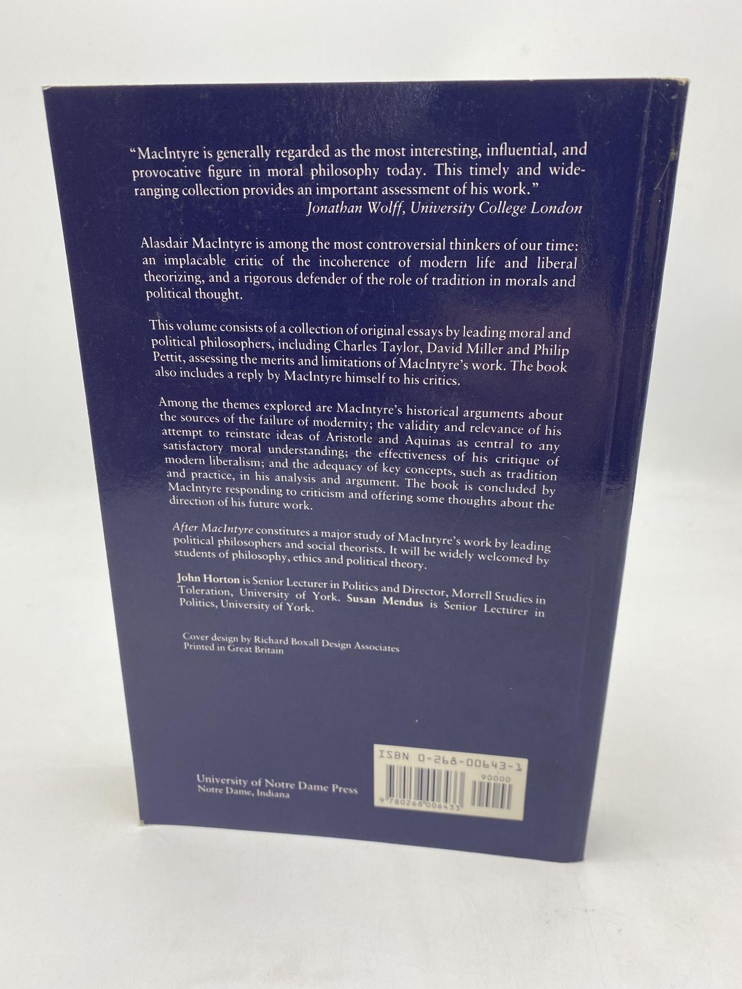 After Macintyre: Critical Perspectives on the Work of Alasdair Macintyre