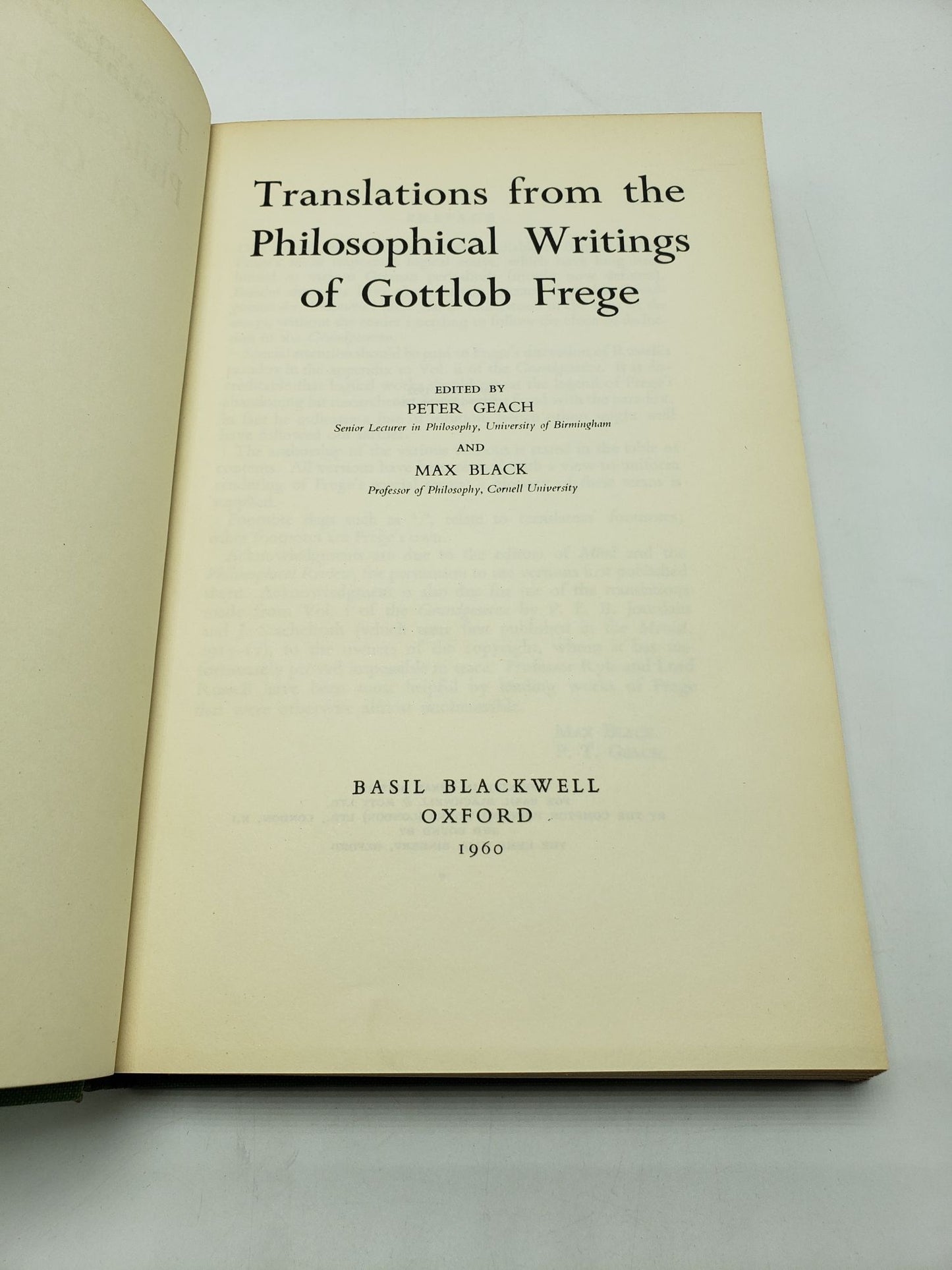 Translations From Rhe Philosophical Writings Of Gottlob Frege
