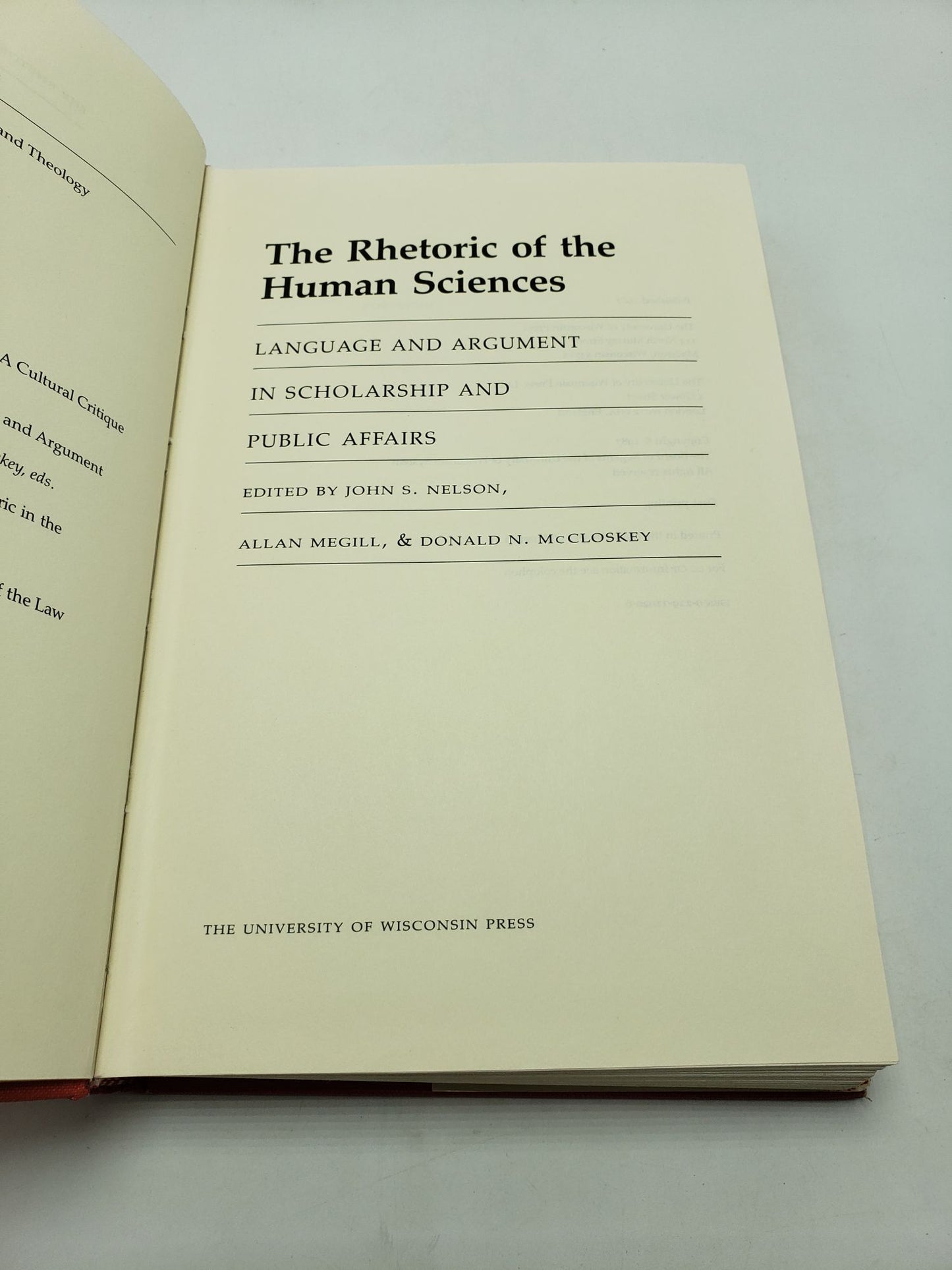 The Rhetoric of the Human Sciences: Language and Argument in Scholarship and Public Affairs