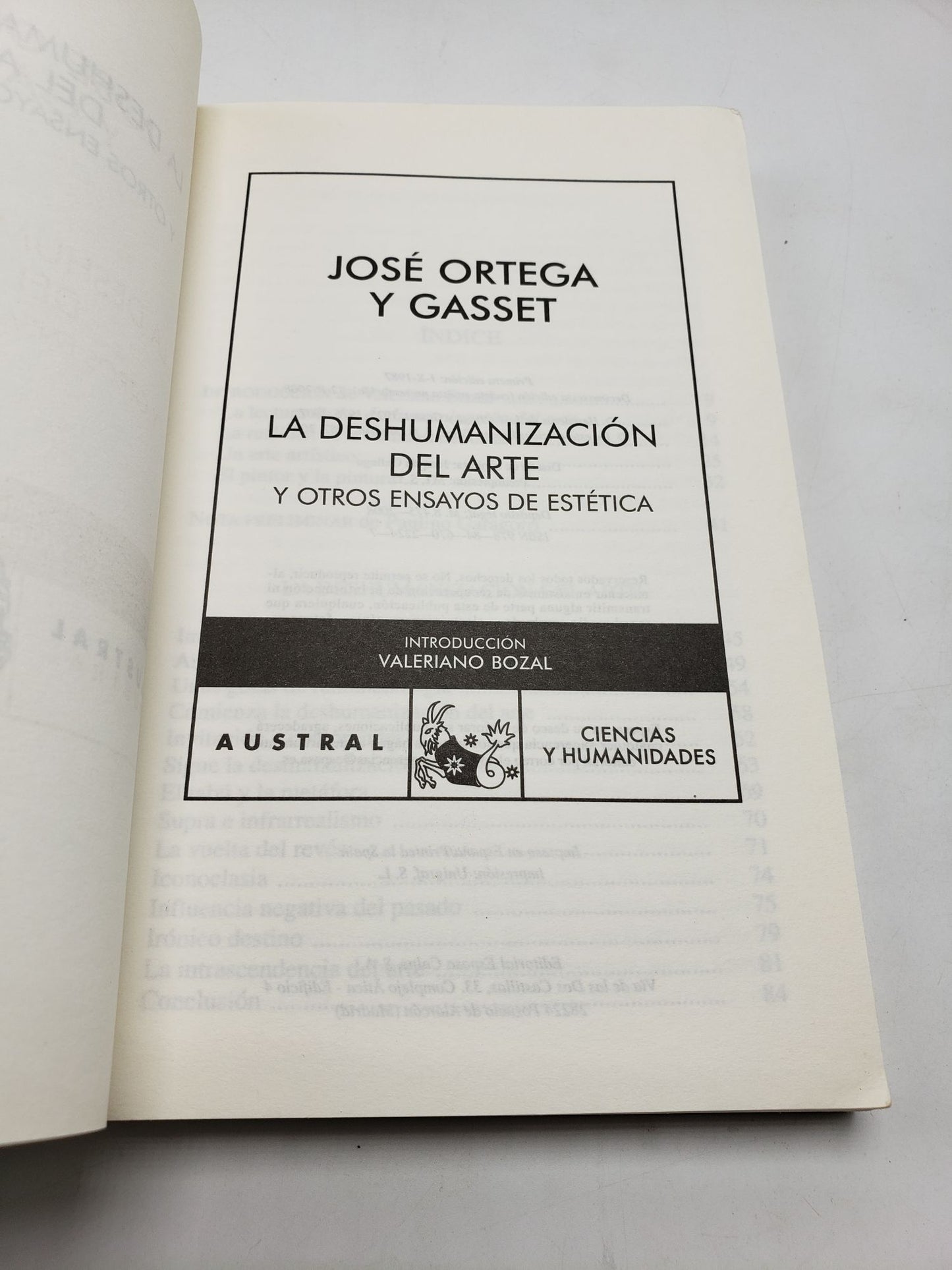 Deshumanizacion Del Arte: Y Otros Ensayos De Estetica