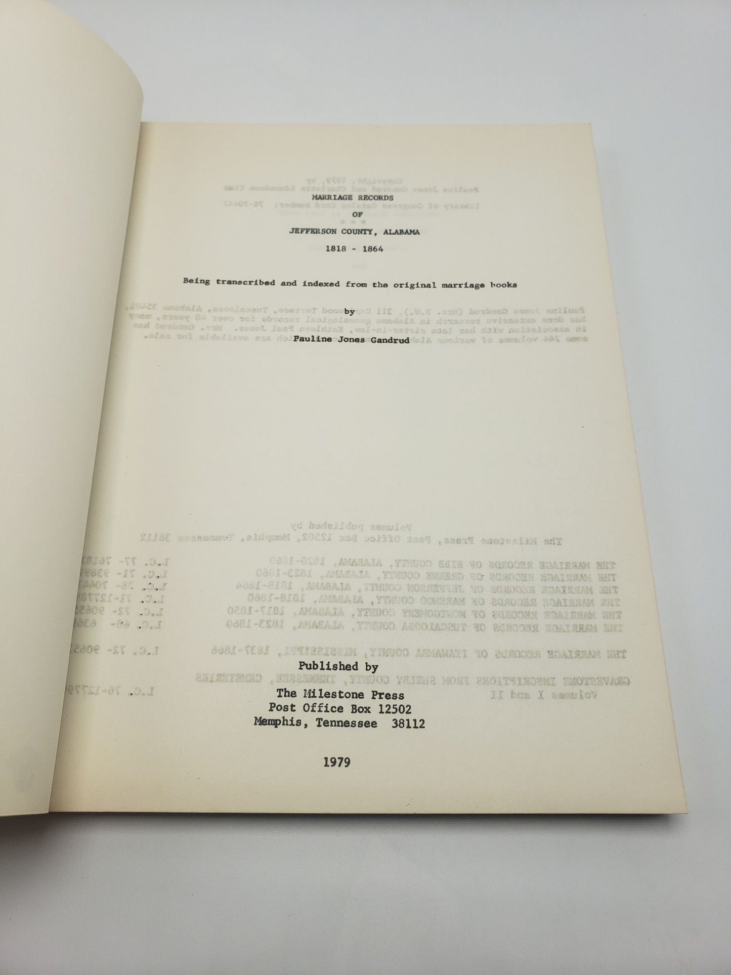 Marriage Records of Jefferson County Alabama: 1818 - 1864