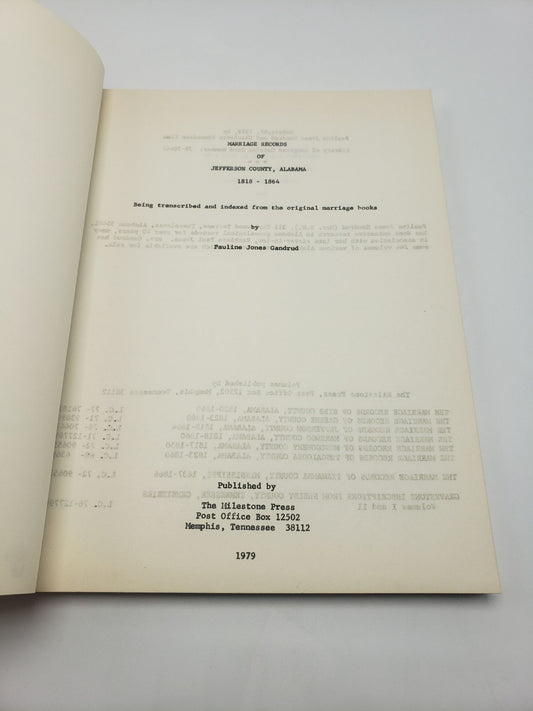 Marriage Records of Jefferson County Alabama: 1818 - 1864