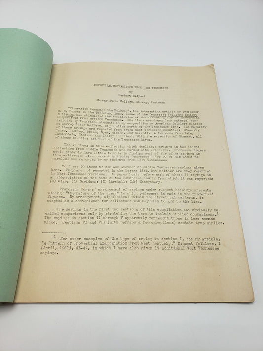 Tennessee Folklore Society Bulletin: Volume 17 (Number 3)