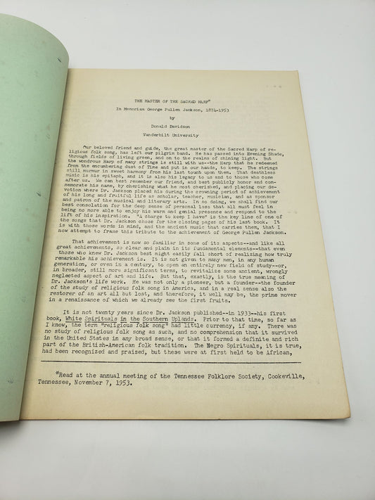 Tennessee Folklore Society Bulletin: Volume 20 (Number 1)