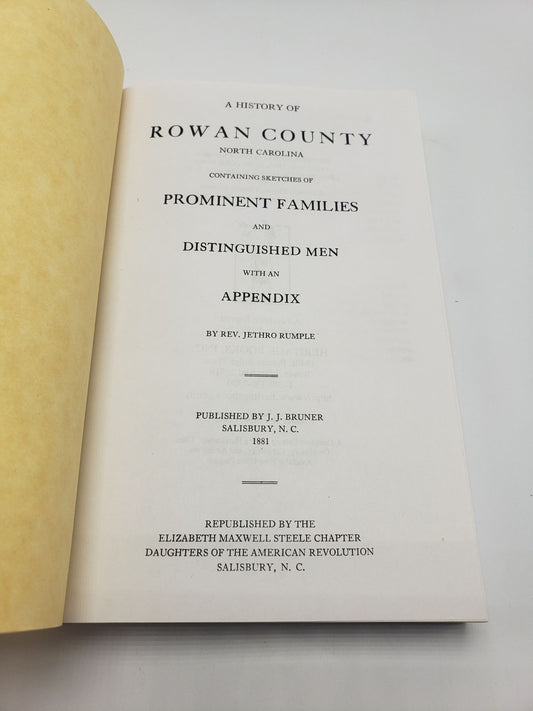A History of Rowan County, North Carolina