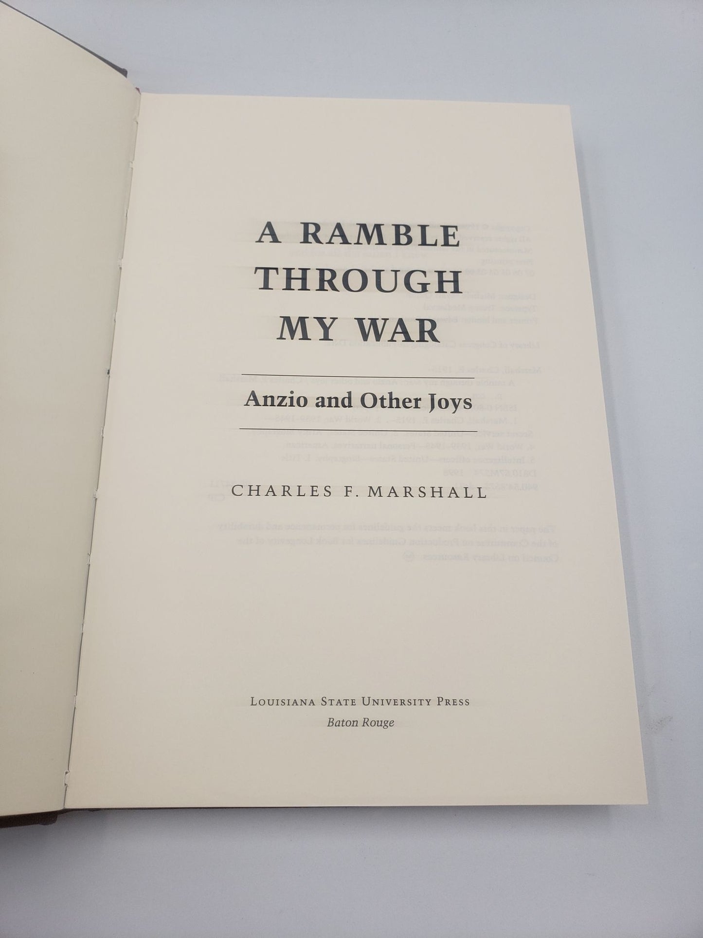 A Ramble Through My War: Anzio and Other Joys