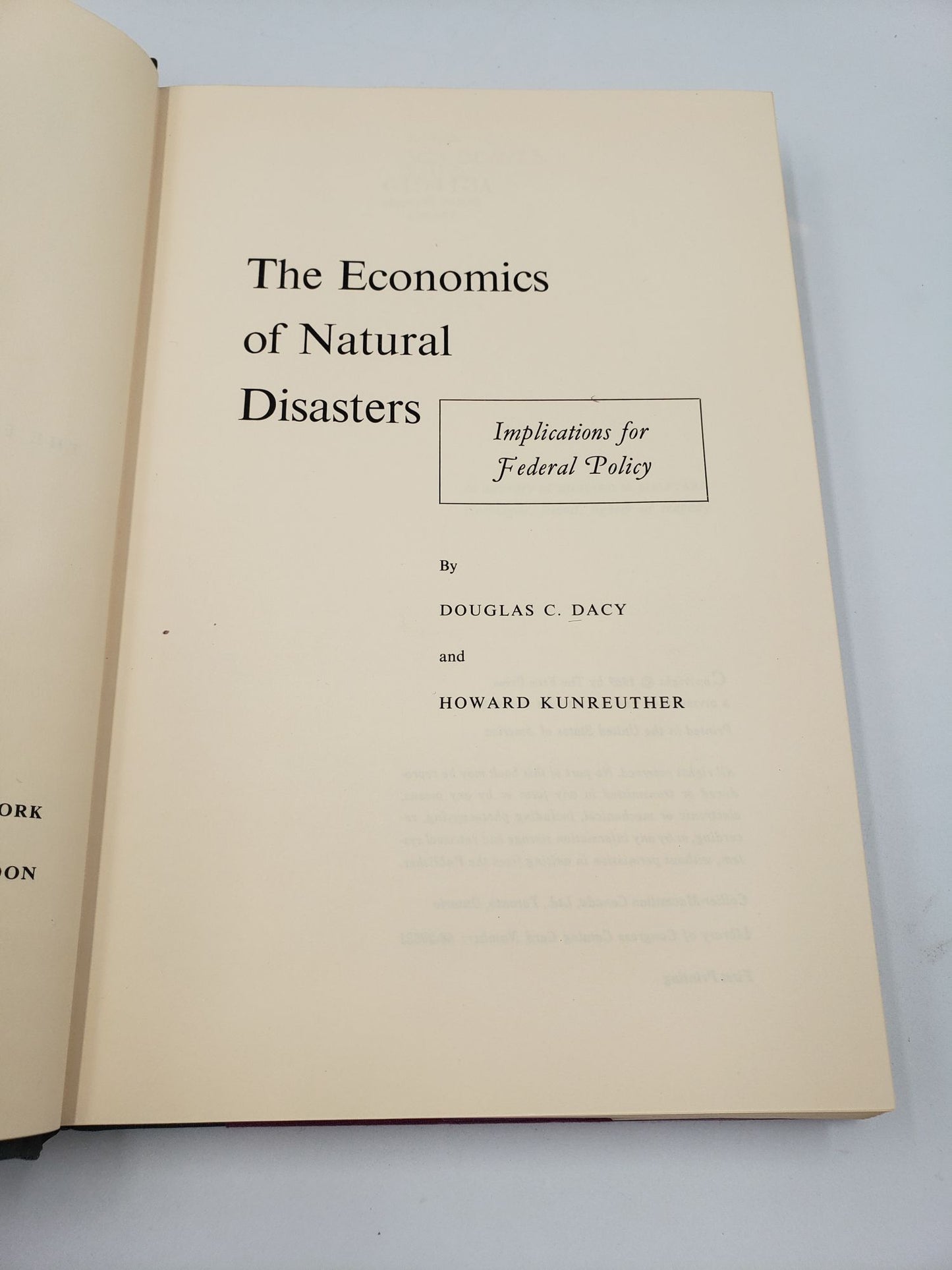 The Economics of Natural Disasters: Implications for Federal Policy