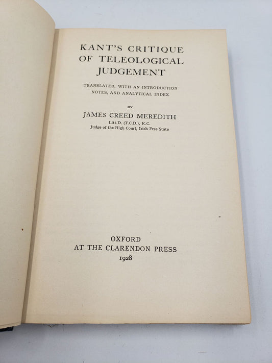 Kant's Critique of Teleological Judgement