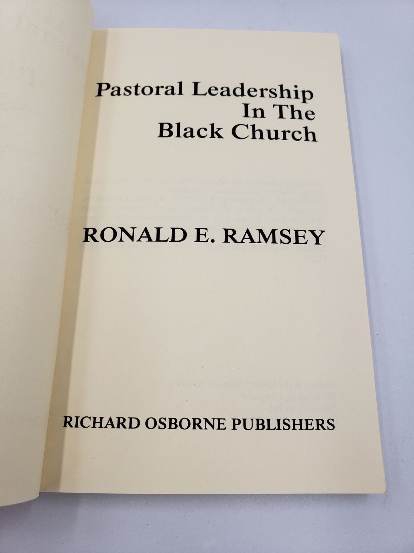Pastoral Leadership In The Black Church