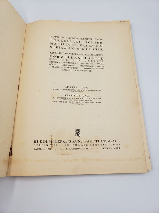 Keramische Sammlungen: Friedrich Girtanner, Zürich - Dr. Aurel von Dobay, Budapest