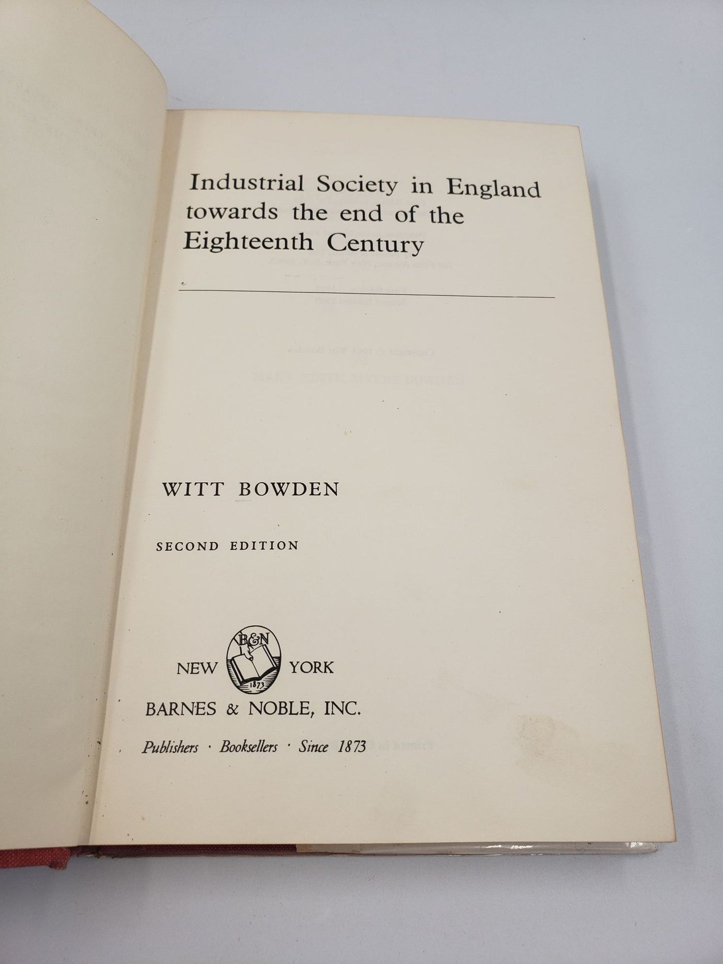 Industrial Society in England towards the end of the Eighteenth Century