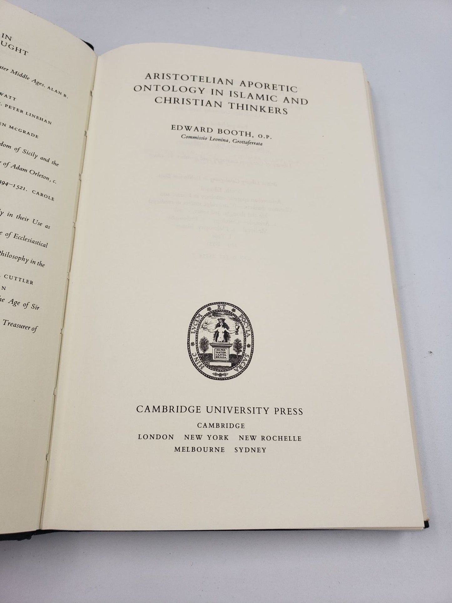 Aristotelian Aporetic Ontology In Islamic And Christian Thinkers
