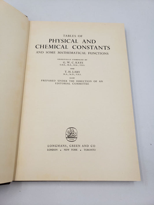 Tables of Physical and Chemical Constants