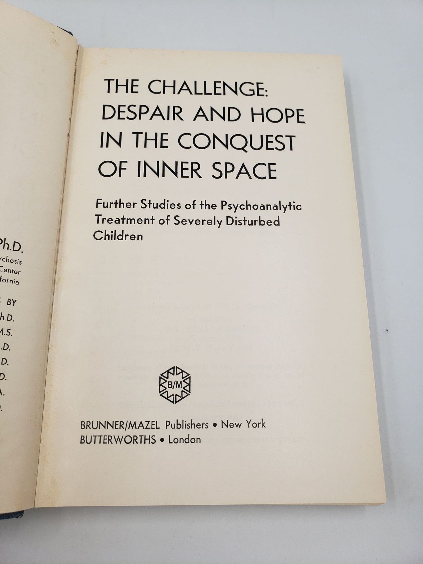The Challenge: Despair and Hope in the Conquest of Inner Space