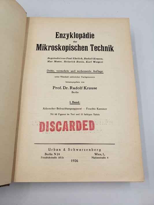 Enzyklopädie der Mikroskopischen Technik (3 Volume Set)