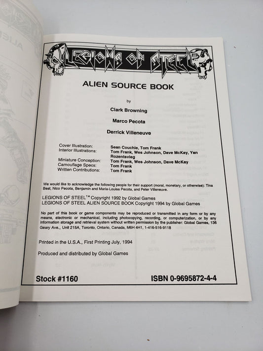Legions of Steel: Alien Source Book