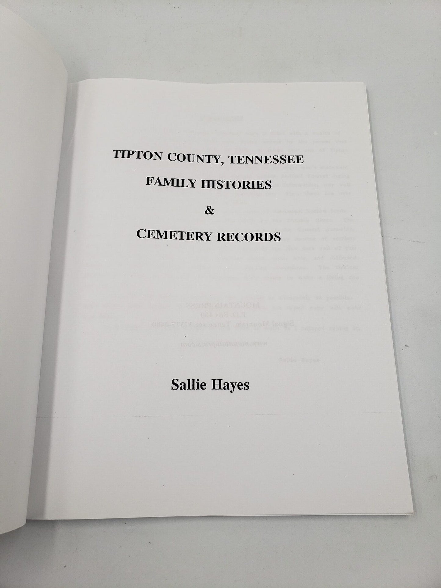 Tipton County, Tennessee: Family Histories and Cemetery Records