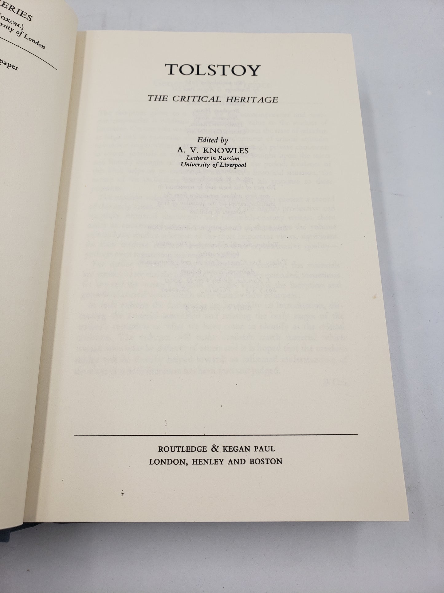 Tolstoy: The Critical Heritage