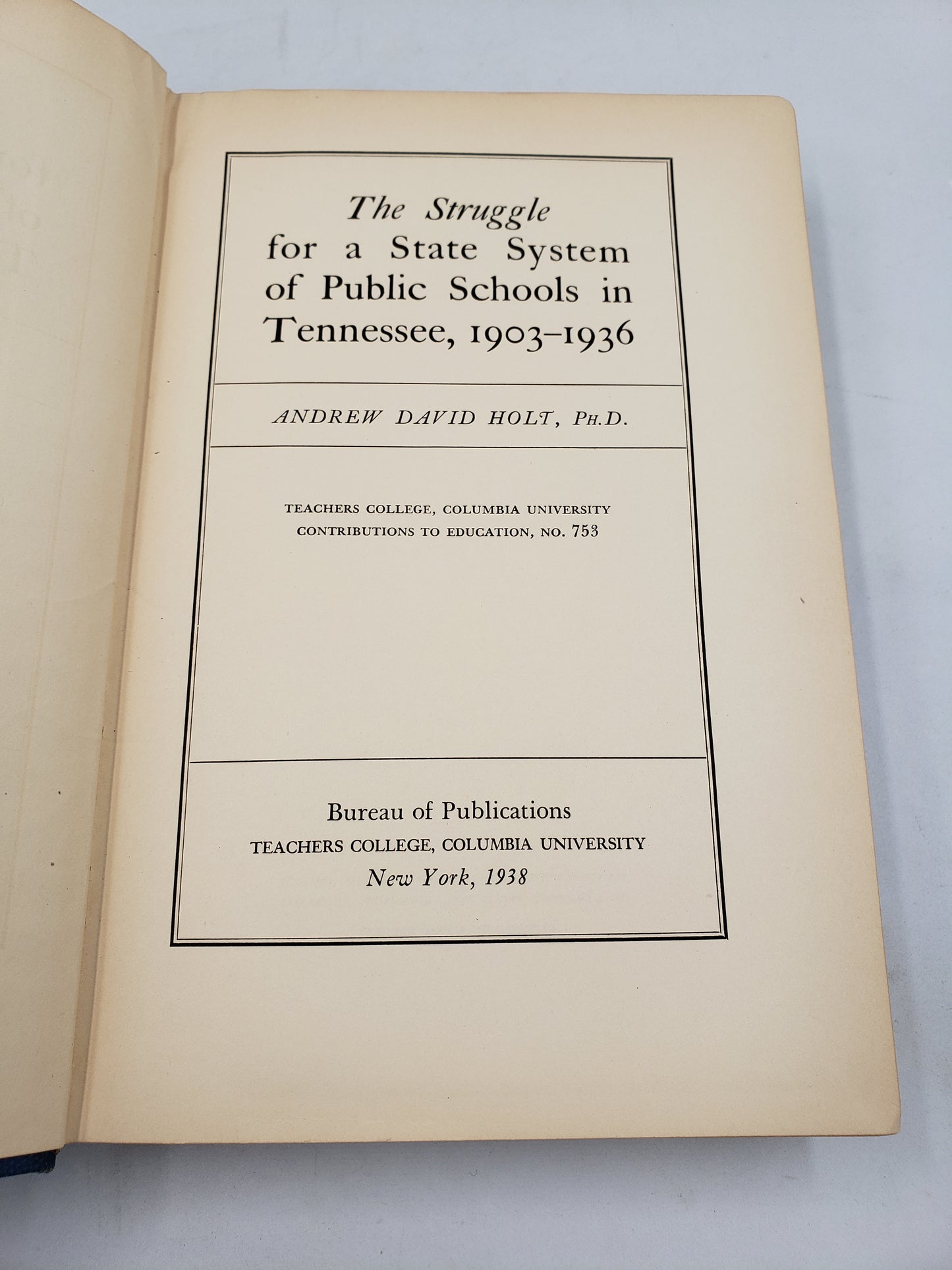 The Struggle for a State System of Public Schools in Tennessee, 1903-1936