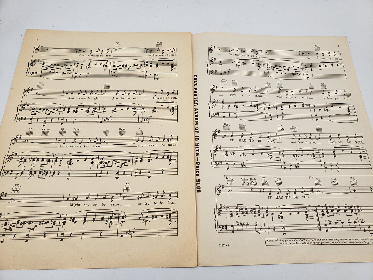 Show Business: "It Had To Be You" Original Sheet Music