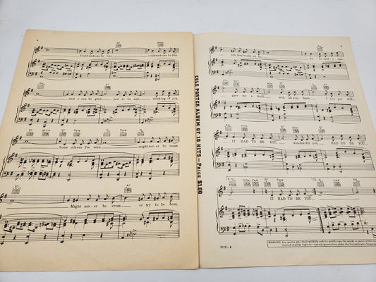 Show Business: "It Had To Be You" Original Sheet Music