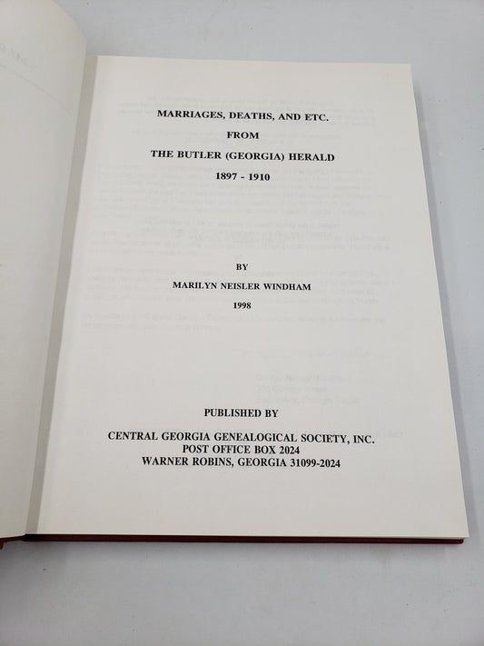 Marriages, Deaths, And Etc. From The Butler (Georgia) Herald 1897-1910