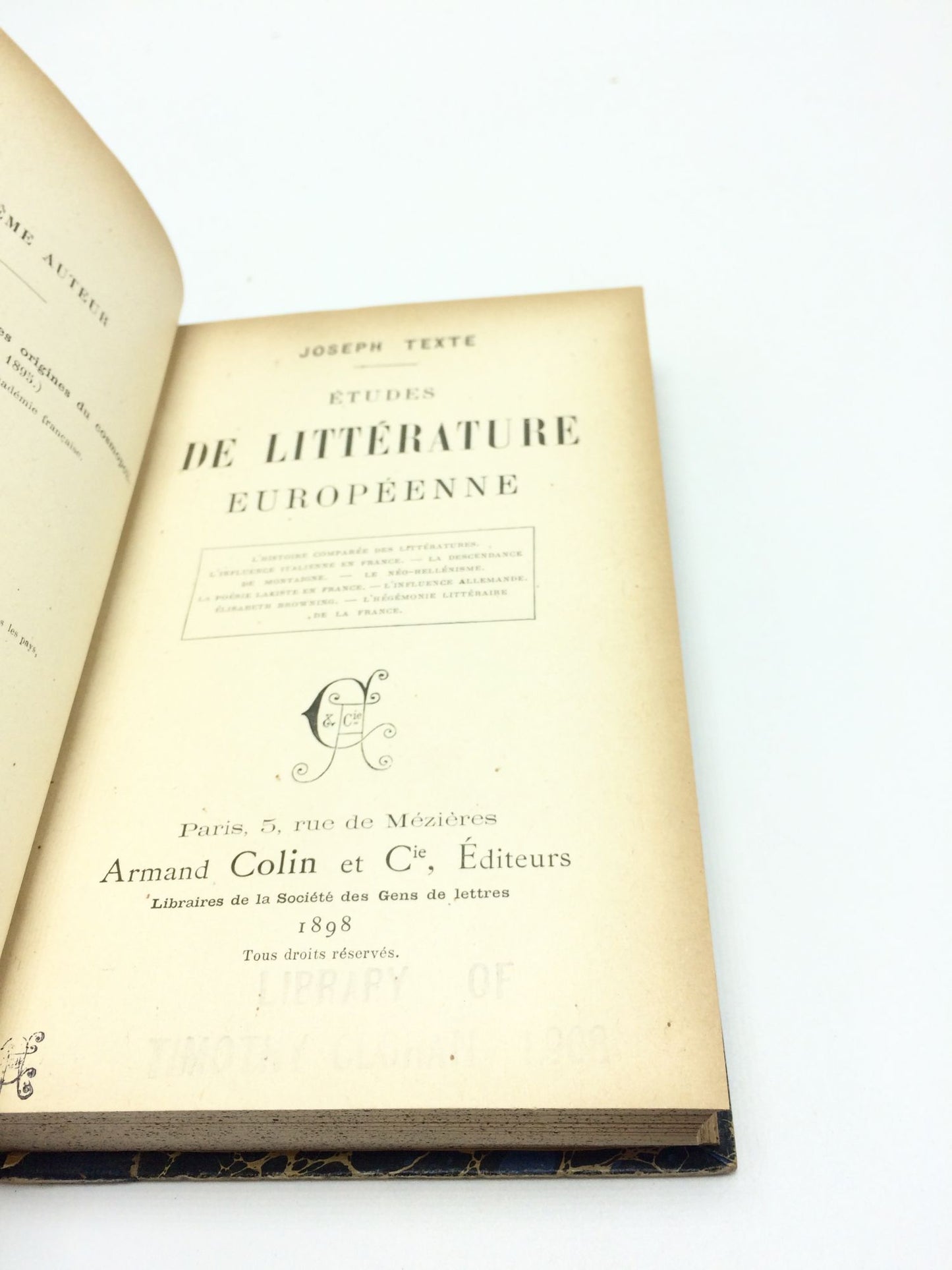 Etudes De Litterature Europeenne