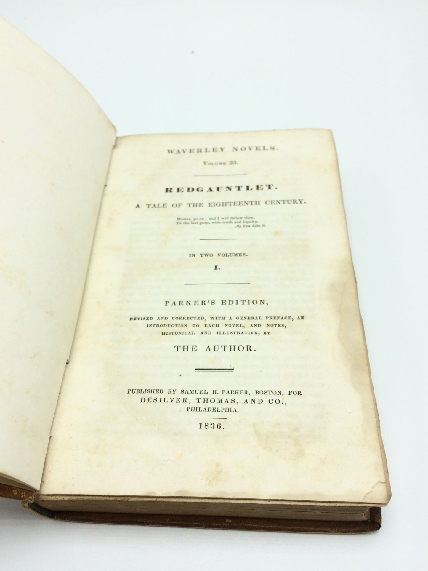 Redgauntlet A Tale Of The Eighteenth Century in Two Volumes. Volume One Only.