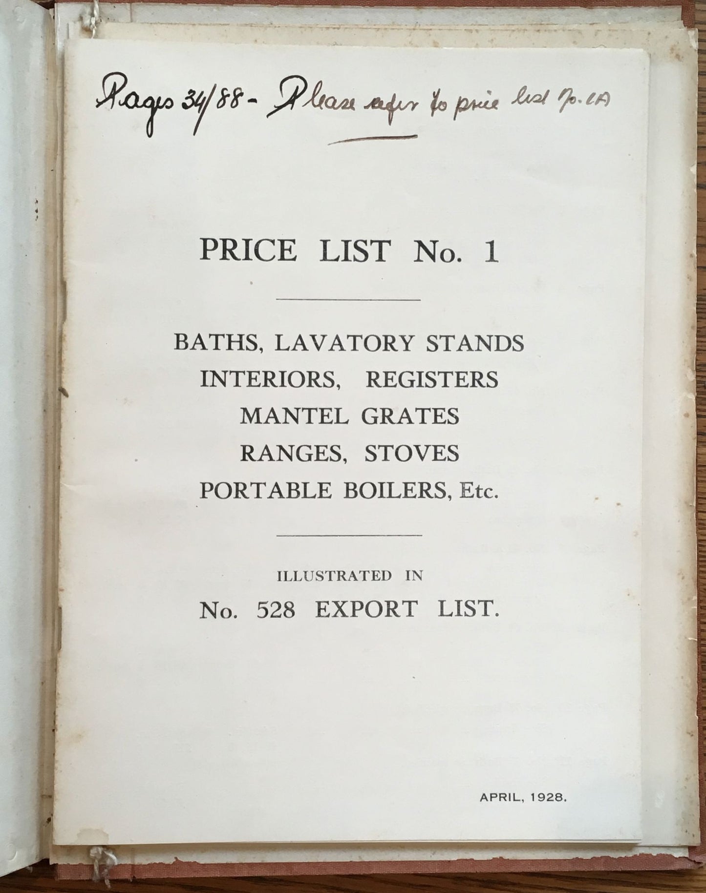 The Falkirk Iron Company, Export List No. 528