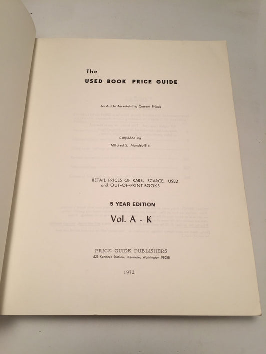 The Used Book Price Guide 5th Year Edition: 2 Volumes A-K, L-Z