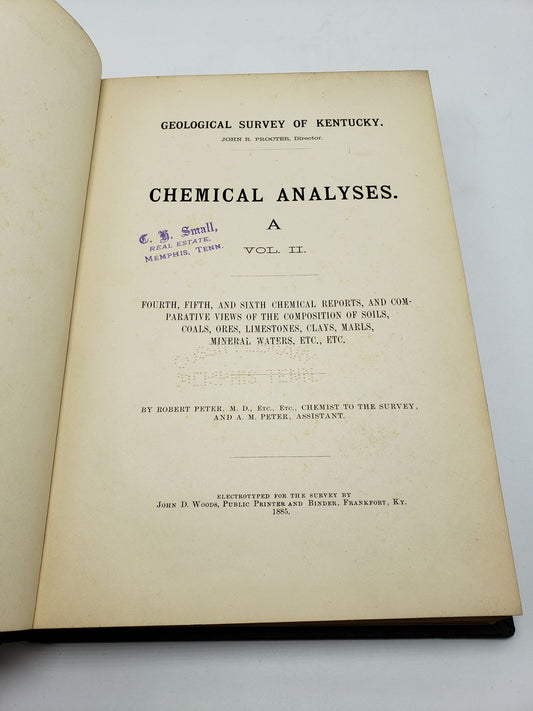 Geological Survey of Kentucky: Chemical Analyses (Volume 1, Part 2)