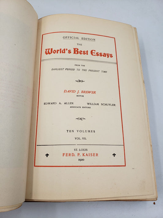The World's Best Essays: From The Earliest Period To The Present Time (Volume 7)