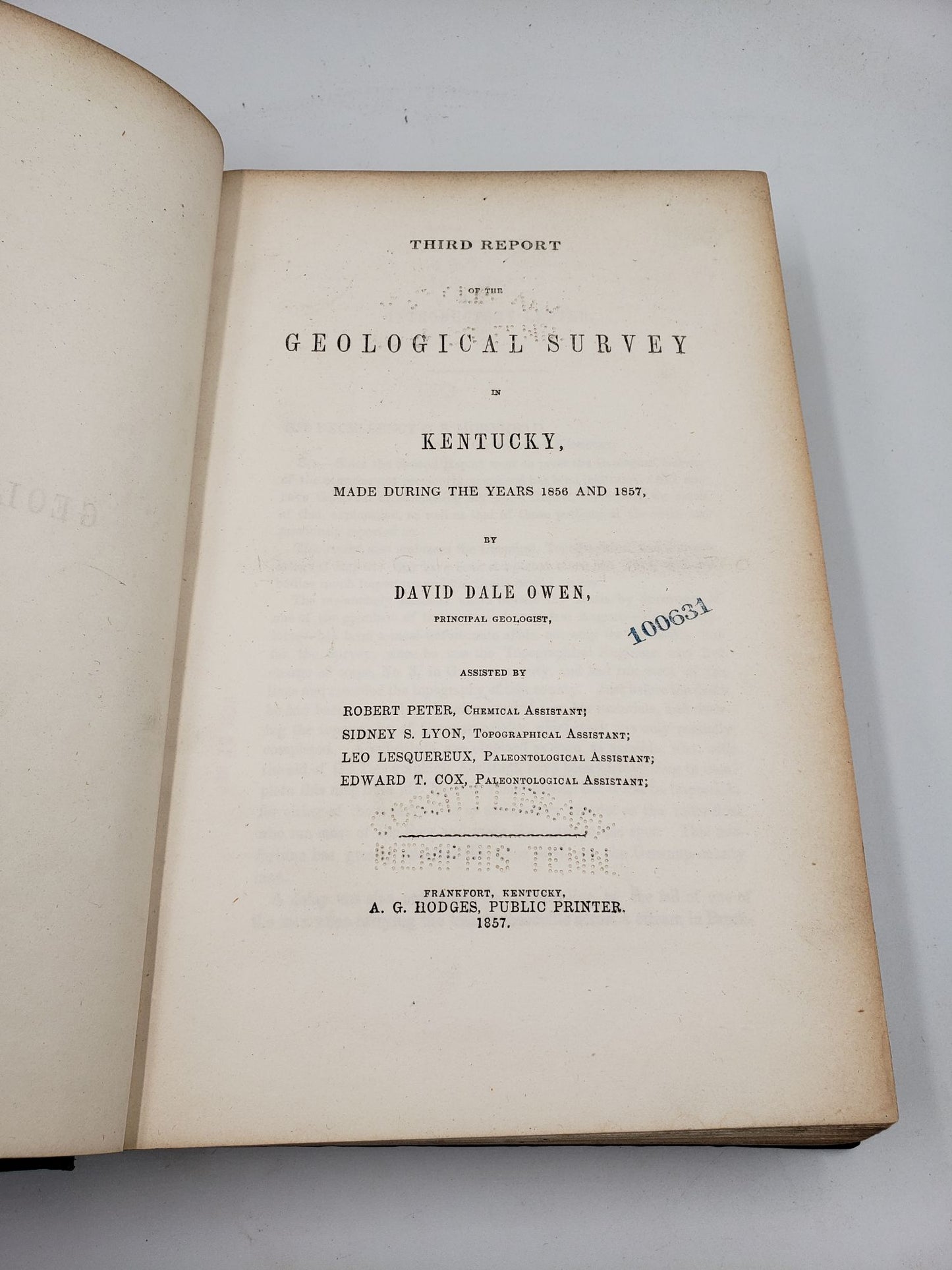 Third Report of the Geological Survey in Kentucky, Made During the Years 1856 and 1857