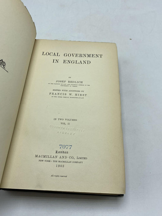 Local Government In England (2 Volumes)