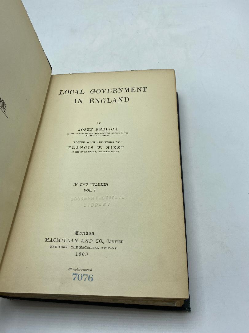 Local Government In England (2 Volumes)