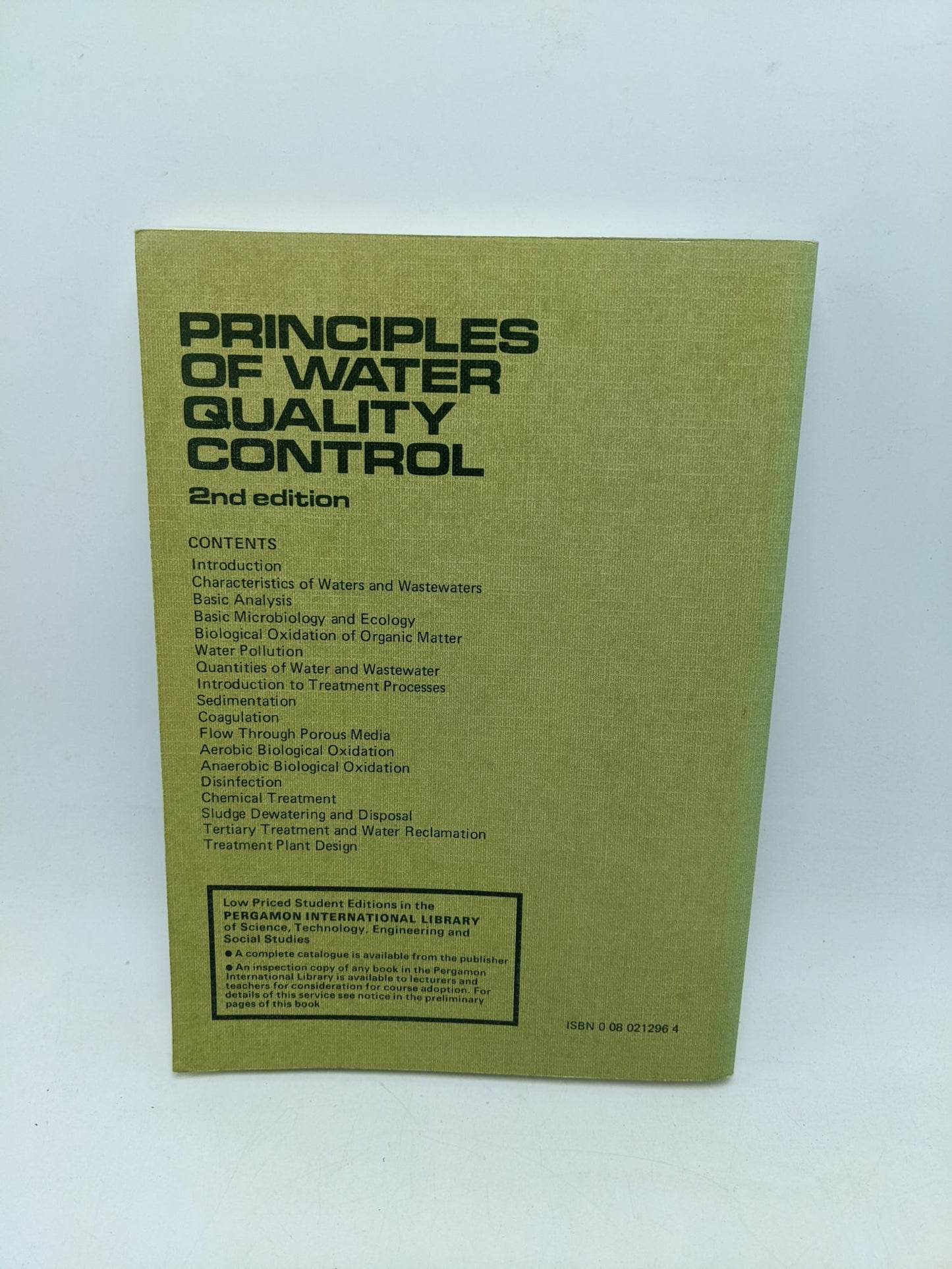 Principles of Water Quality Control