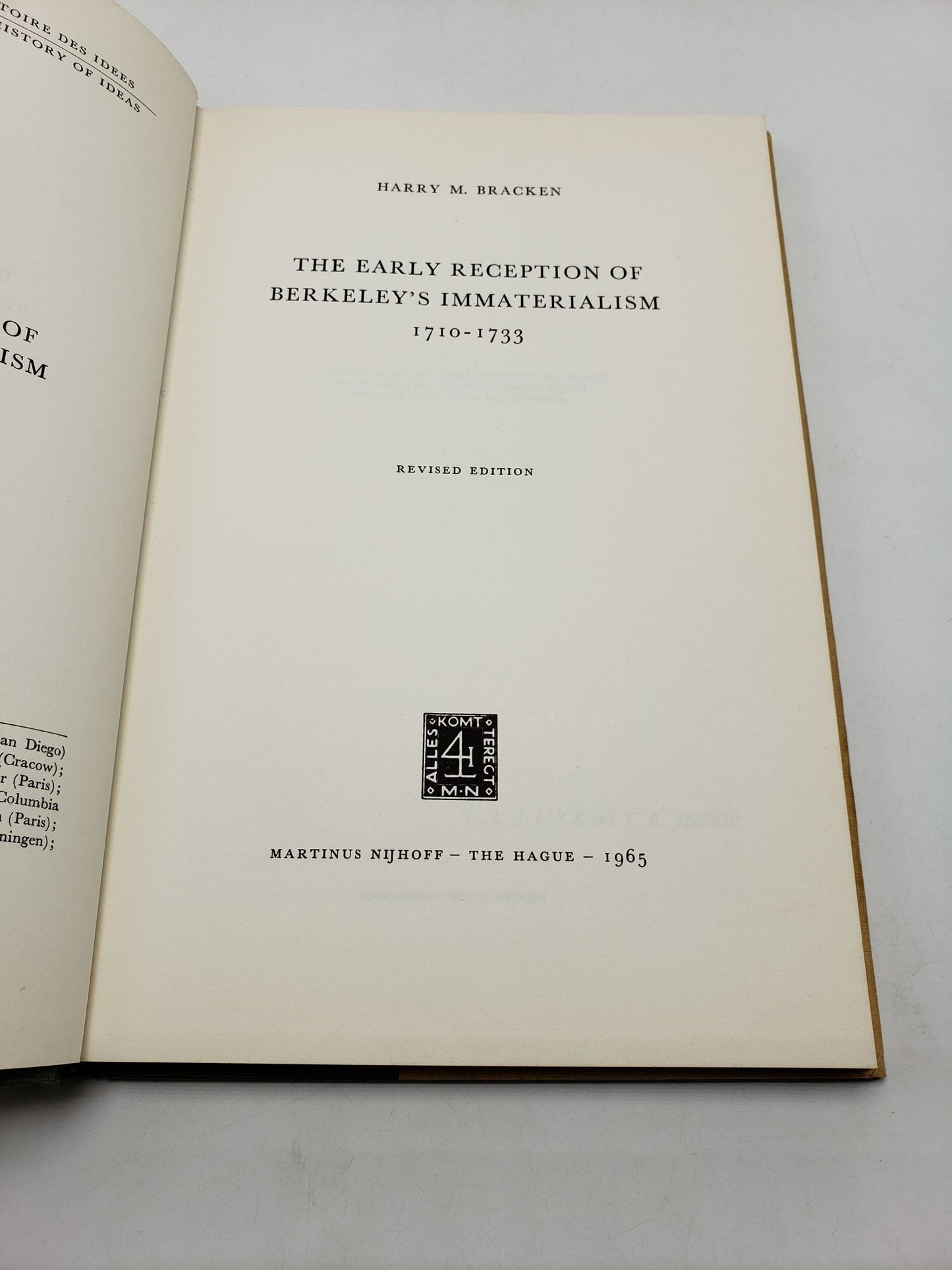 The Early Reception of Berkeley's Immaterialism 1710-1733