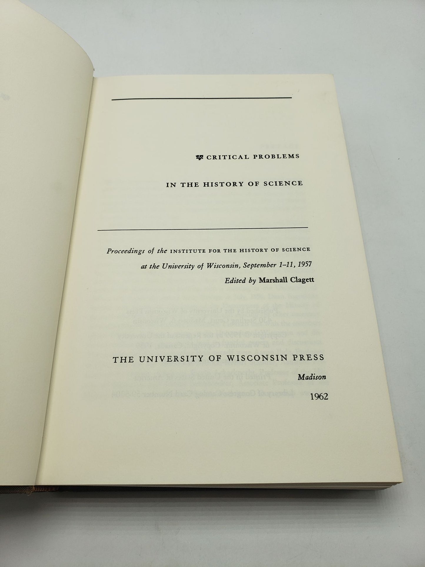 Critical Problems in the History of Science