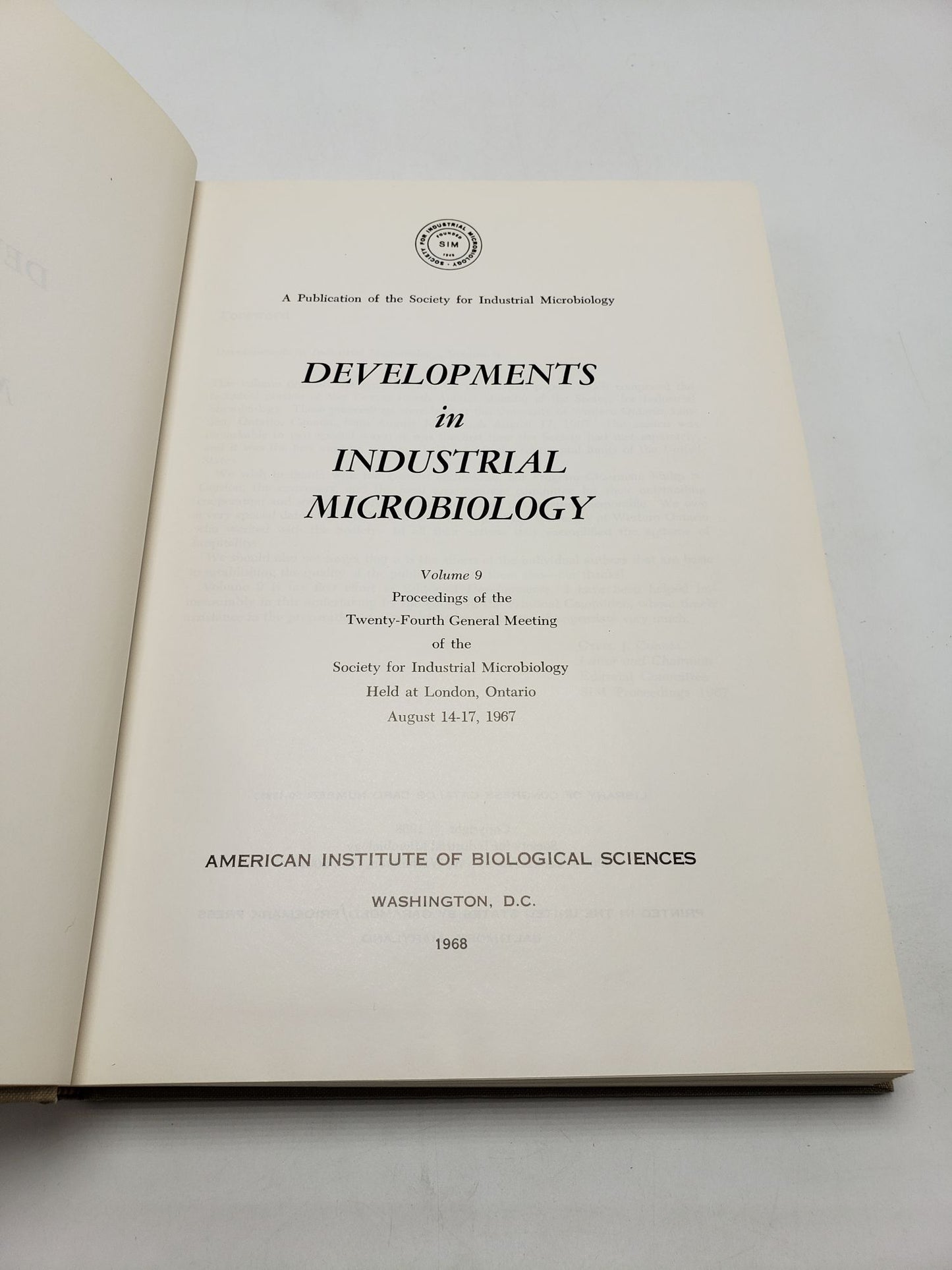 Developments in Industrial Microbiology (Volume 9)