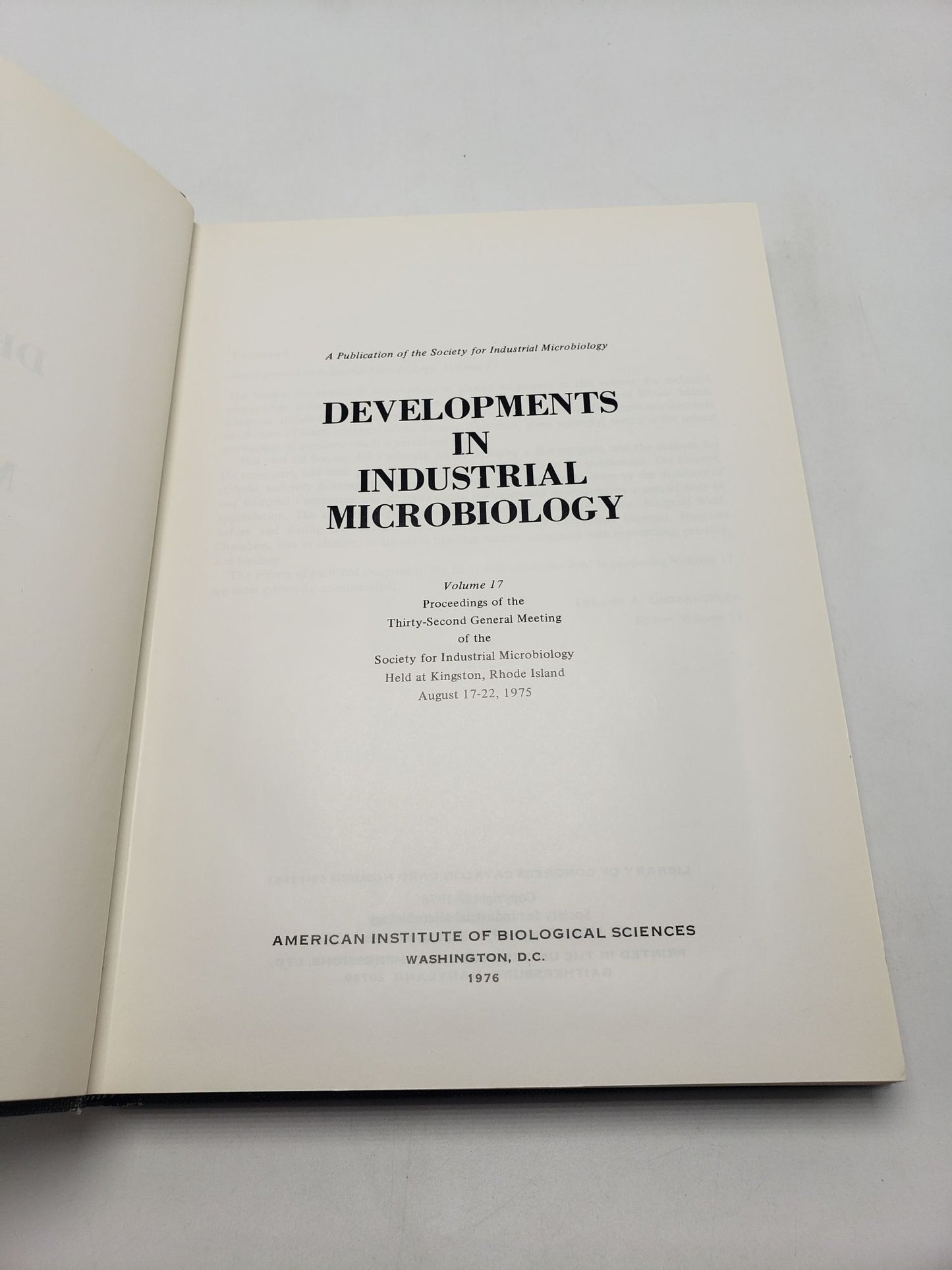 Developments in Industrial Microbiology (Volume 17)