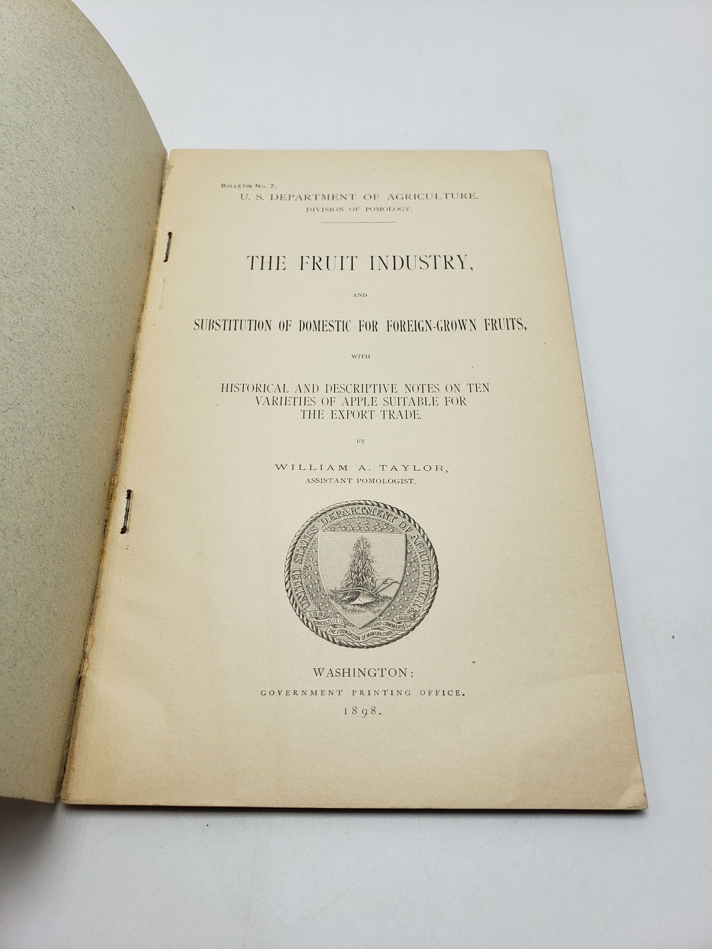 The Fruit Industry, and Substitution of Domestic For Foreign-Grown Fruits