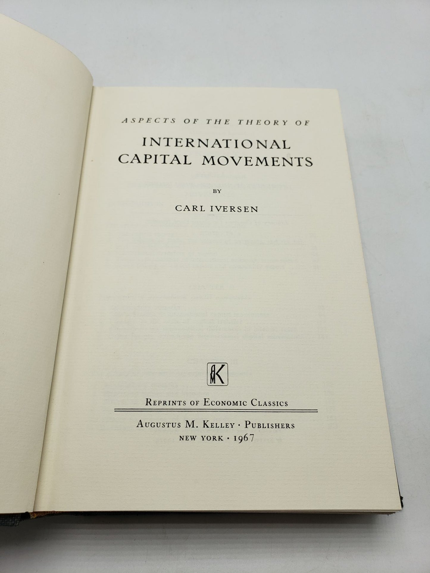 Aspects of the Theory of International Capital Movements