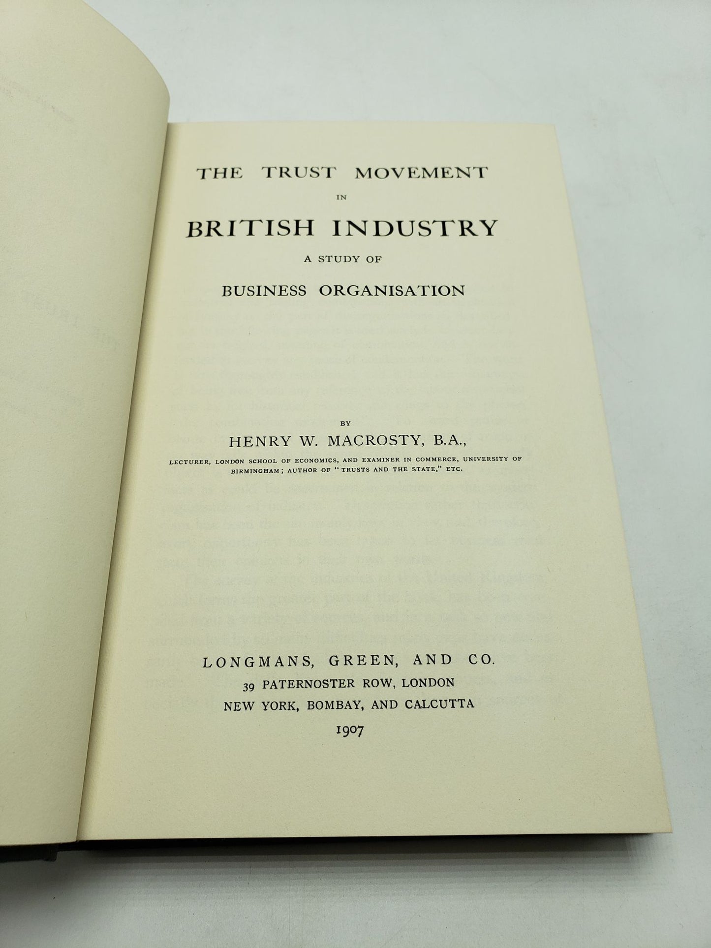 The Trust Movement In British Industry: A Study of Business Organisation