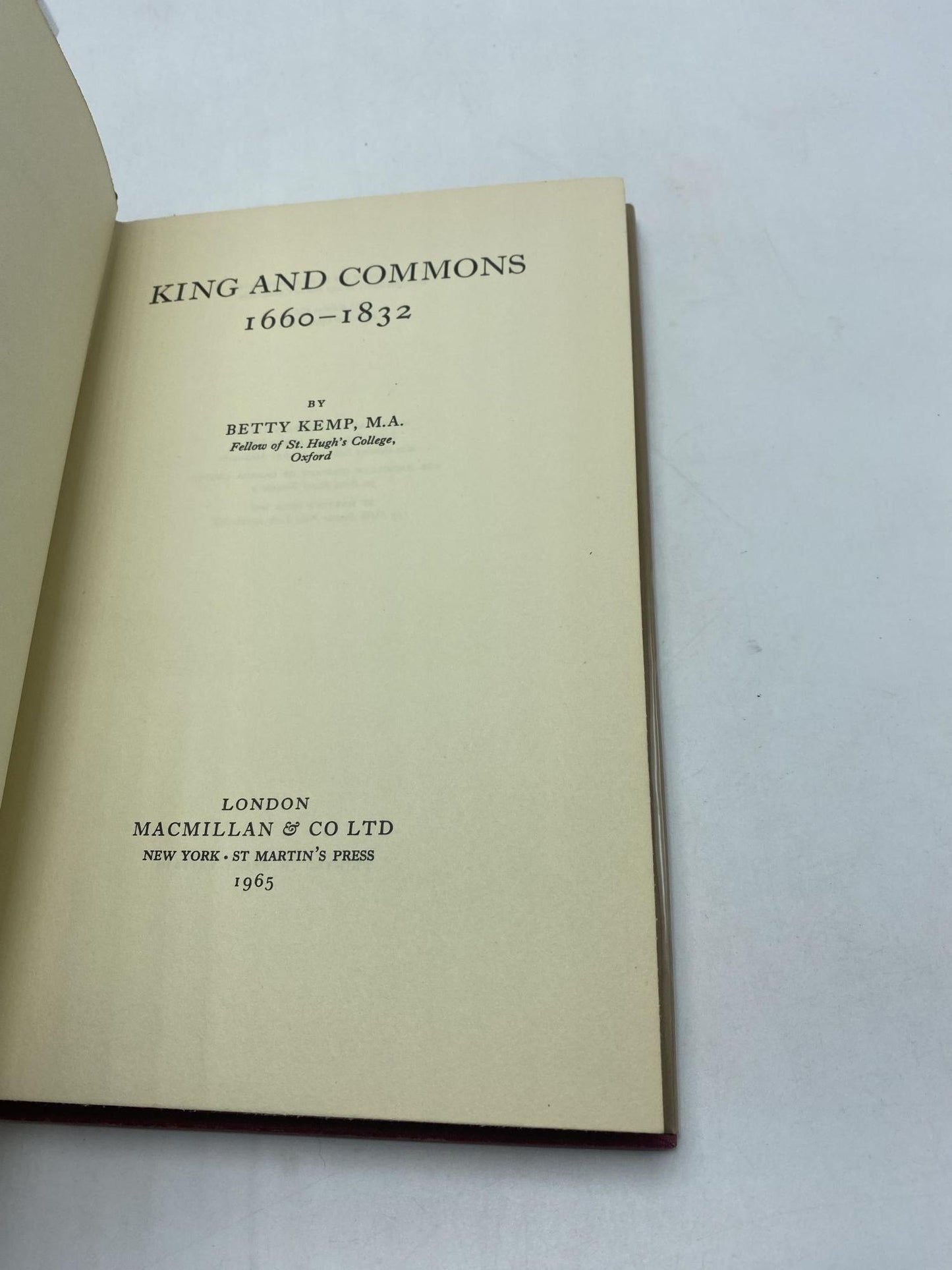 King And Commons 1660-1832