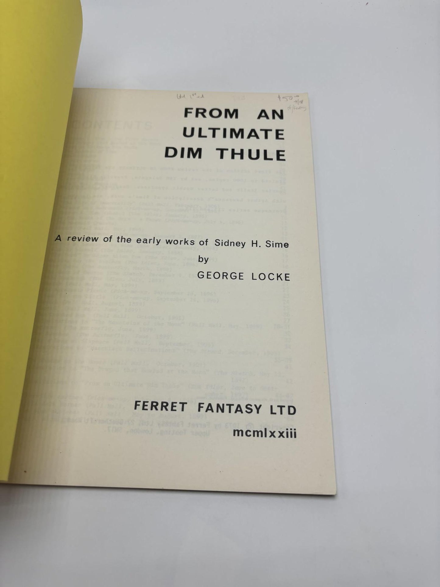From An Ultimate Dim Thule : A Review of the early Works of Sidney H. Sime