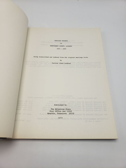 Marriage Records of Montgomery County Alabama: 1817 - 1850