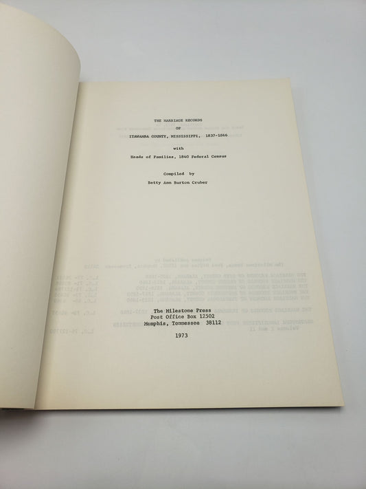 Marriage Records of Itawamba County Mississippi: 1837 - 1866
