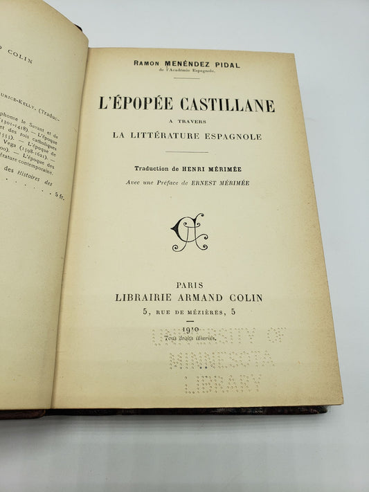 L'Épopée Castillane: Á Travers La Littérature Espagnole