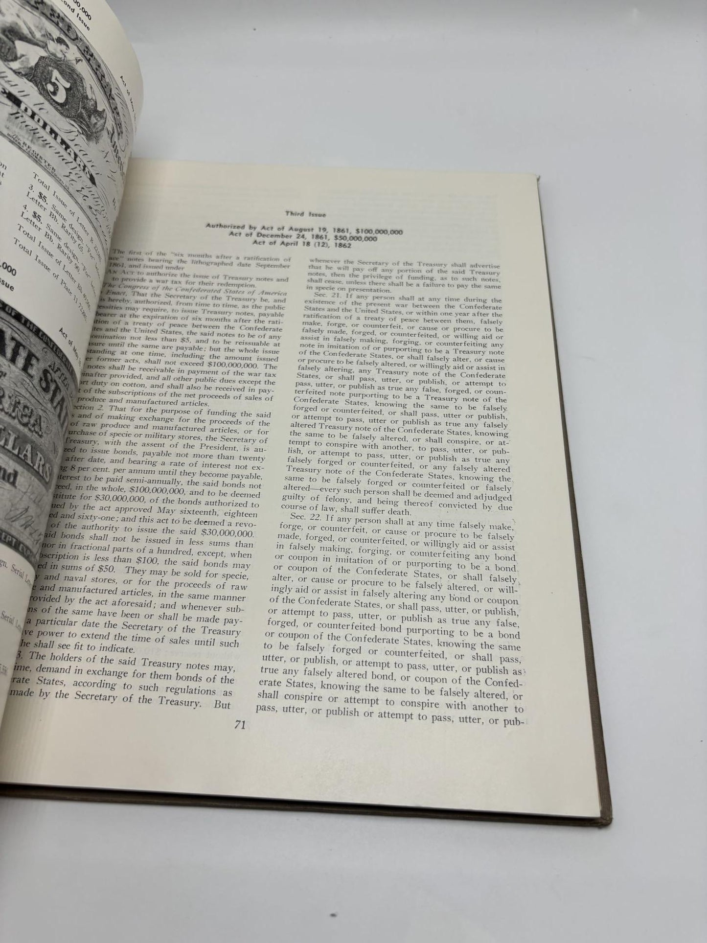Confederate Currency And Stamps 1861-1865 Official Acts Of Congress Authorizing Their Issue