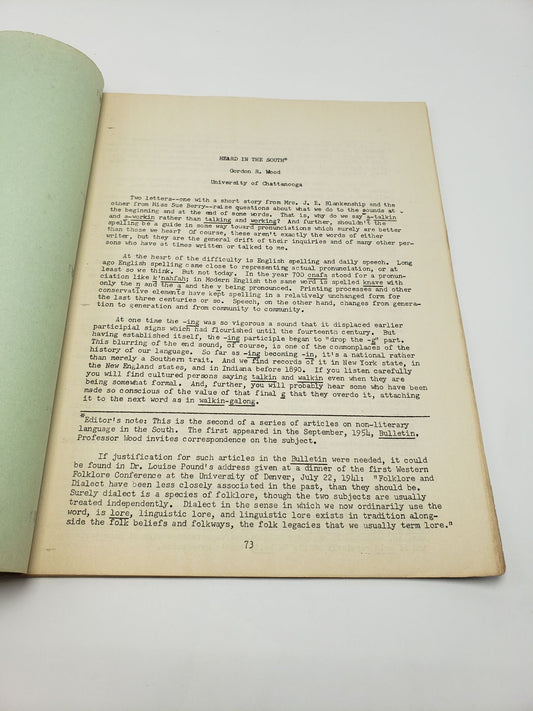 Tennessee Folklore Society Bulletin: Volume 20 (Number 4)